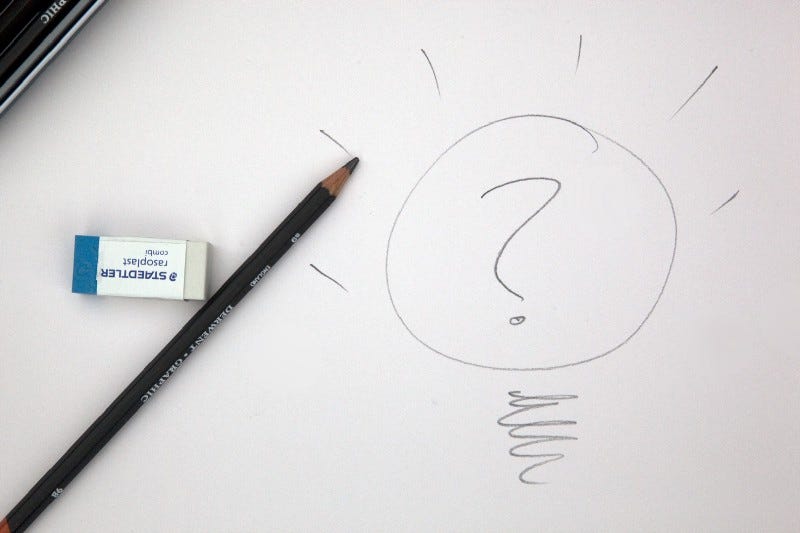 An image of a pencil, eraser and and idea