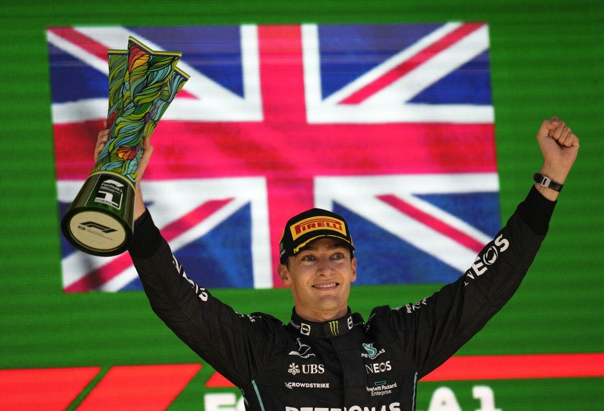 Russell wins his 1st F1 race in Mercedes 1-2 at Brazilian GP - The San  Diego Union-Tribune