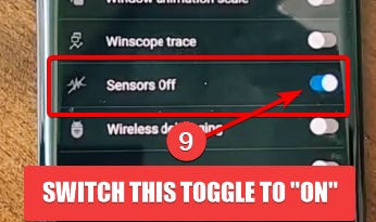 Switch on the Sensors off toggle