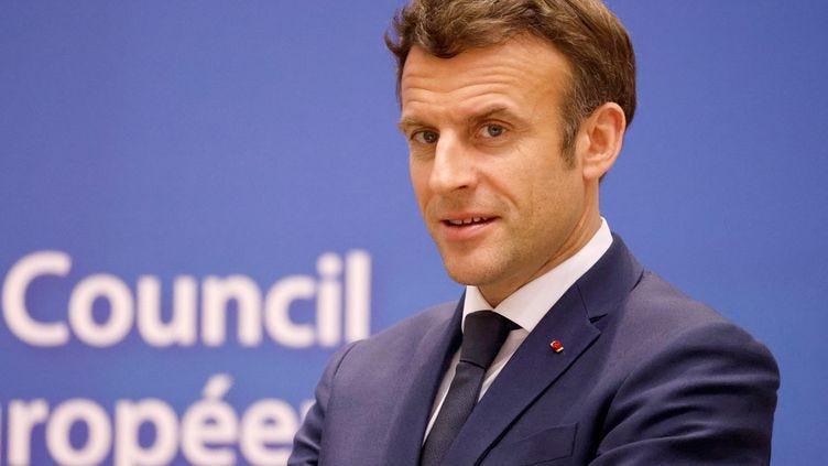 Emmanuel Macron à Bruxelles (Belgique), le 24 mars 2022. (LUDOVIC MARIN / AFP)