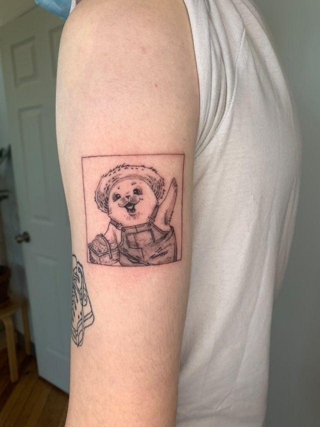 r/comicbooks - Got some new ink today! He might look cute, but he'll chop ya!