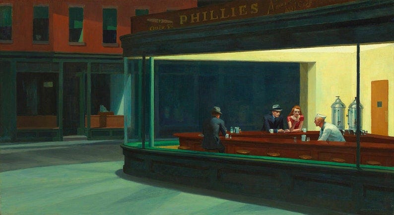 Edward Hopper Nighthawks 1942 People Sitting in Diner Painting image 1