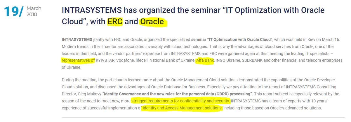 Intrasystems has organized the seminar “IT Optimization with Oracle Cloud”, with ERC and Oracle