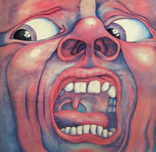 Imagen de la portada del primer álbum de King Crimson, la pintura es obra de Barry Godber, un programador de computadores.