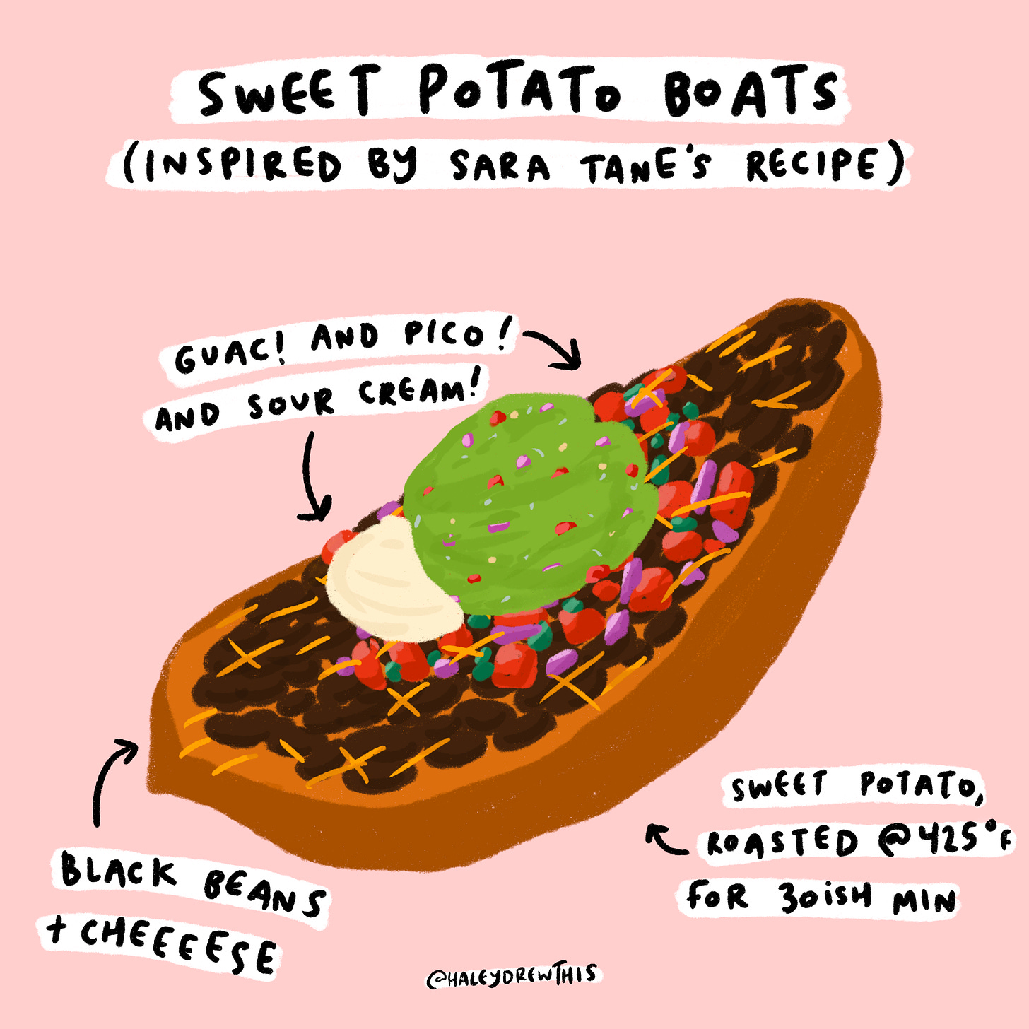 illustration of a sweet potato boat