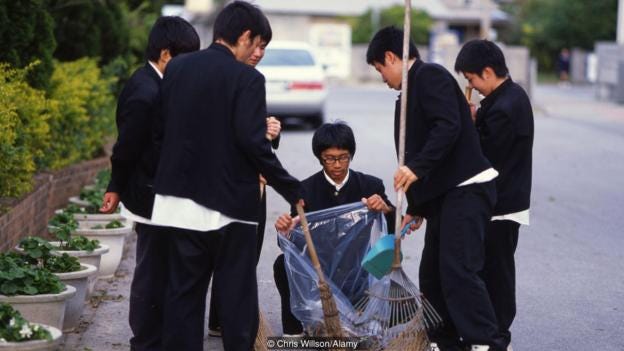 At Japanese schools, cleaning is part of students’ everyday routine (Credit: Credit: Chris Willson/Alamy)