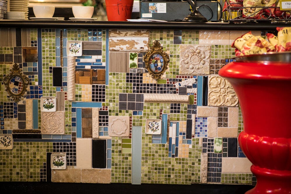 Details in tiling at Amélie’s Bakery in Atlanta.