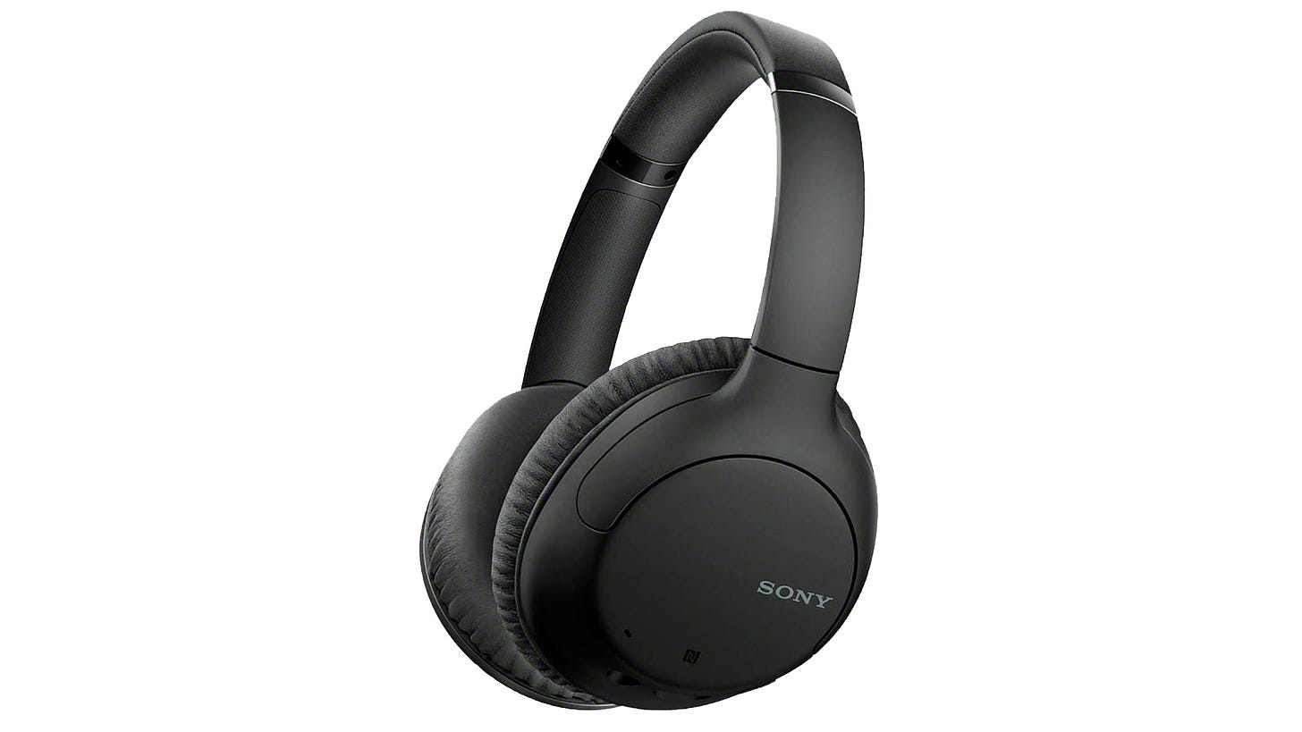 Sony headphones on a white background