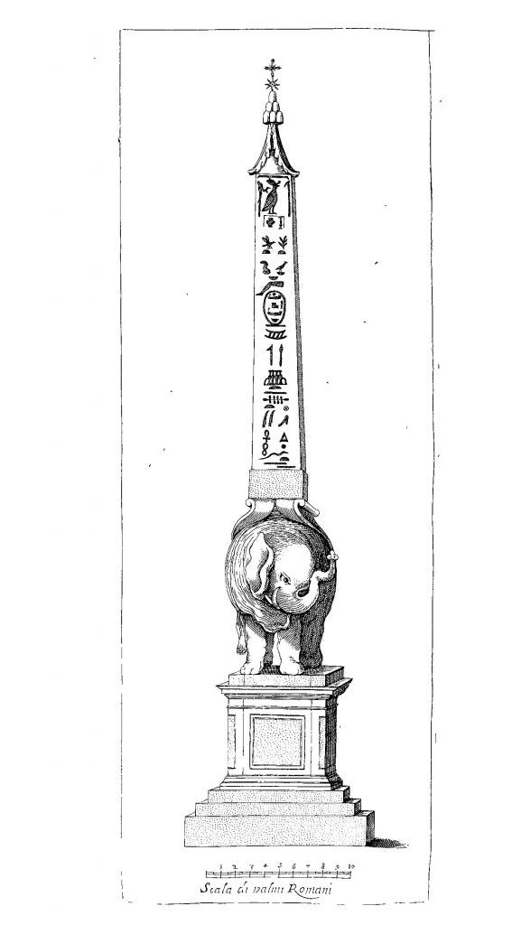 Bernini's design for the obelisk of the Minerva from Obelisci Aegyptiaci Interpretatio.