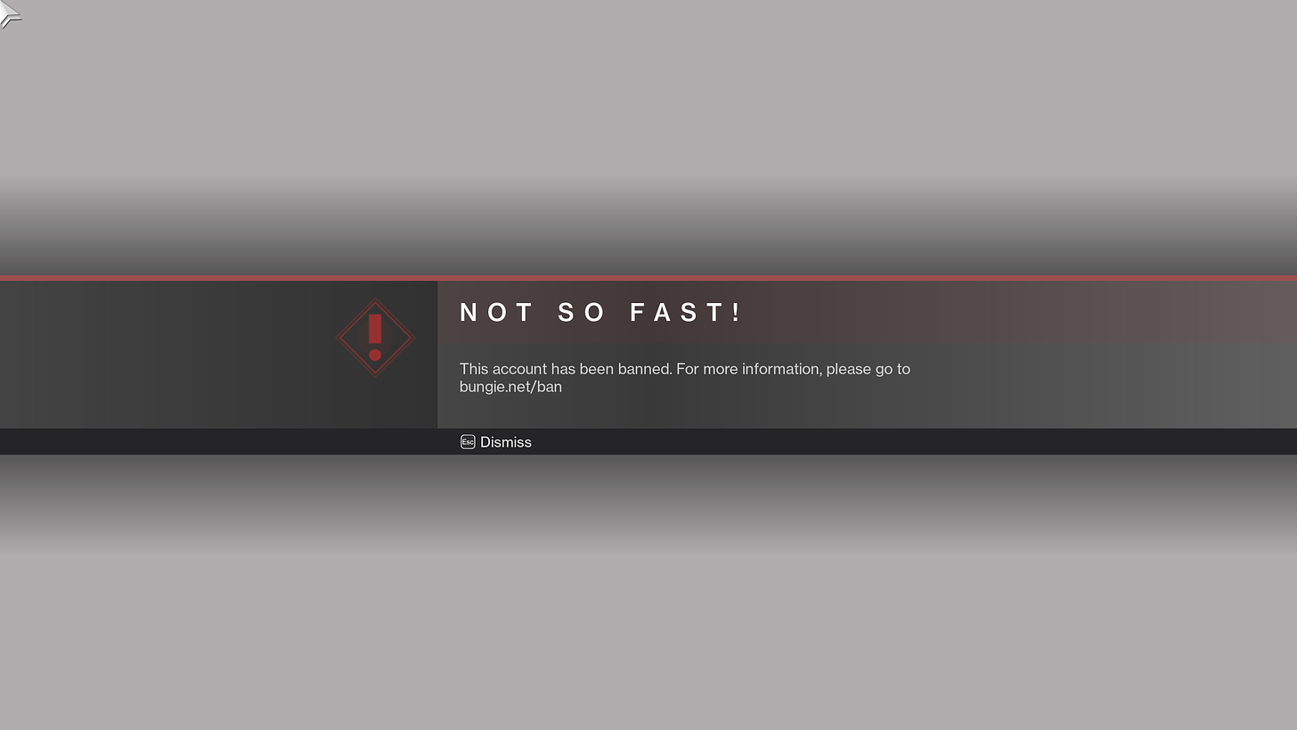This Account Has Been Banned? : r/DestinyTheGame