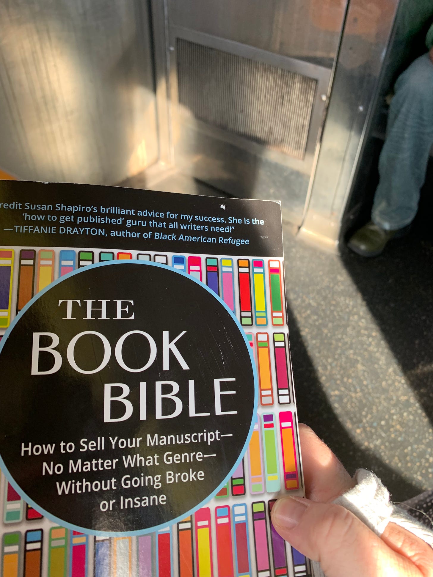A picture of The Book Bible on a train