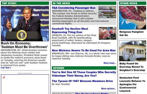 The Onion’s website in 2002 (via Internet Archive)