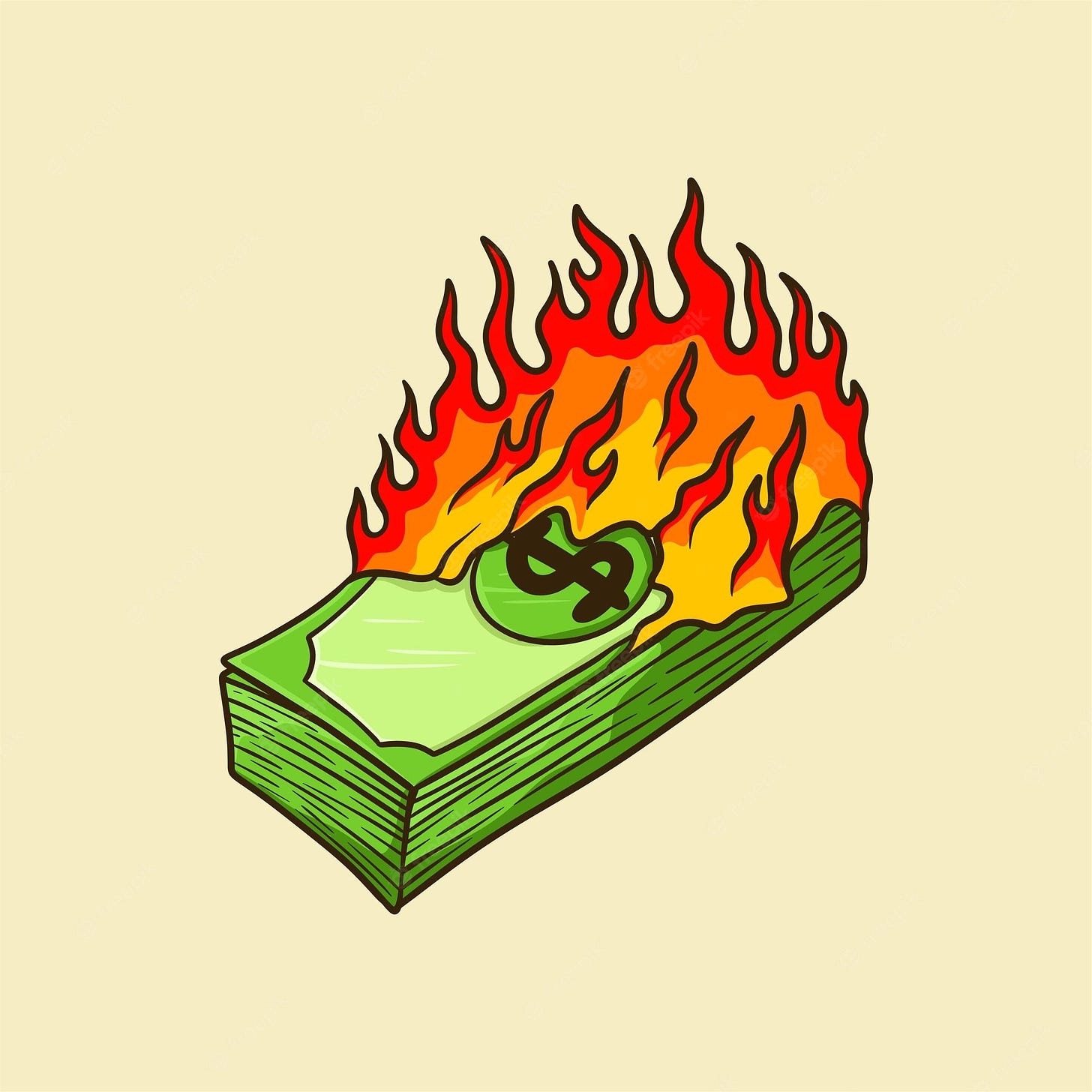 Premium Vector | Burning money cartoon vector illustration