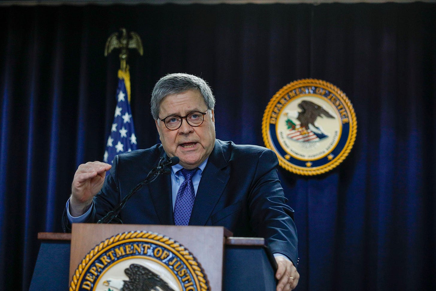 U.S. Attorney General William Barr announces a new Crime Reduction Initiative aimed at Detroit on December 18, 2019.
