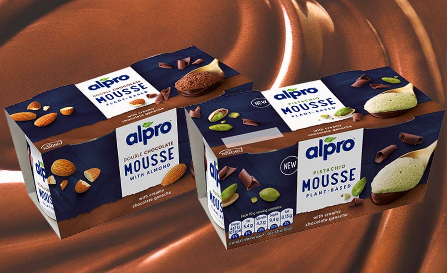 Alpro launches decadent vegan chocolate and pistachio mousses