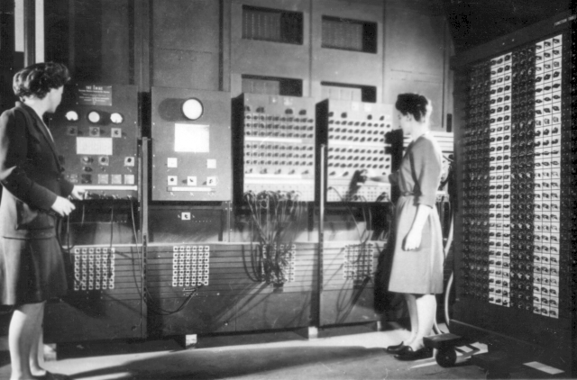 Betty Jennings and Frances Bilas operating the ENIAC's main control panel