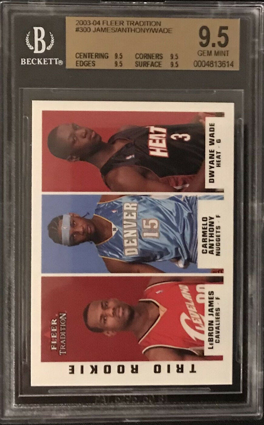 Image 1 - 2003-04 FLEER TRADITION TRIO ROOKIE JAMES/ANTHONY/WADE RC #300 BGS 9.5 GEM MINT