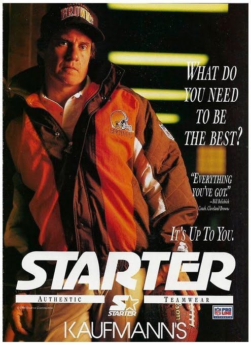 Bill Belichick Was Once A Starter Jacket Model | Bill belichick, Starter,  Team wear