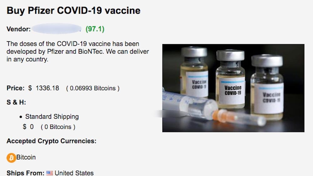Pfizer vaccine darknet