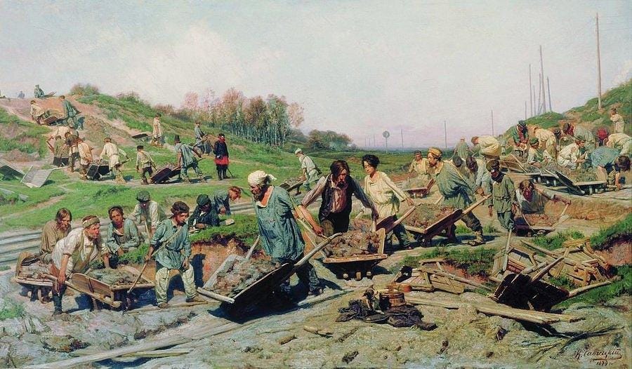 Railroad Workers Painting by Konstantin Savitsky