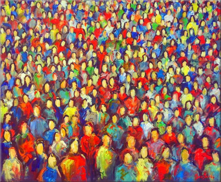 Anonymity - Faces in the Crowd Painting by BenWill Studio | Saatchi Art