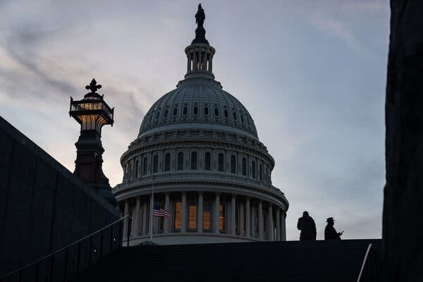 The Capitol building at sunset.