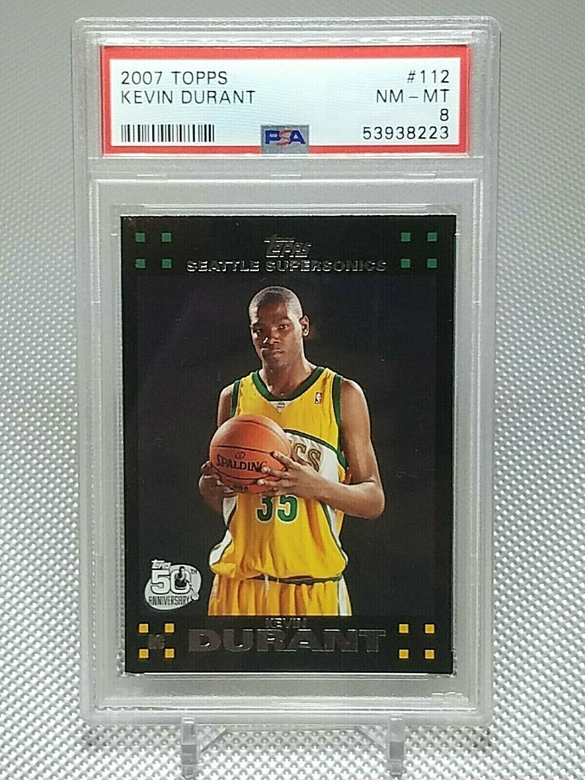 Image 1 - PSA-8-KEVIN-DURANT-2007-Topps-Black-ROOKIE-112-RC-NM-MINT-SONICS-NETS