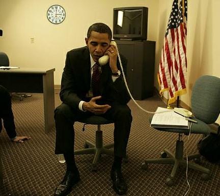 FALSE: Barack Obama with Upside-Down Telephone | Snopes.com