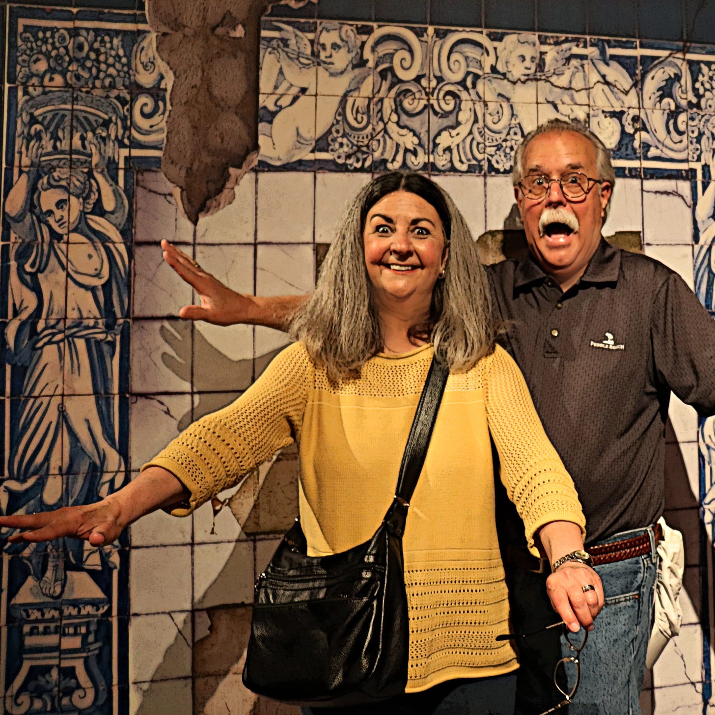 Carol and Paul at the Earthquake Selfie Wall