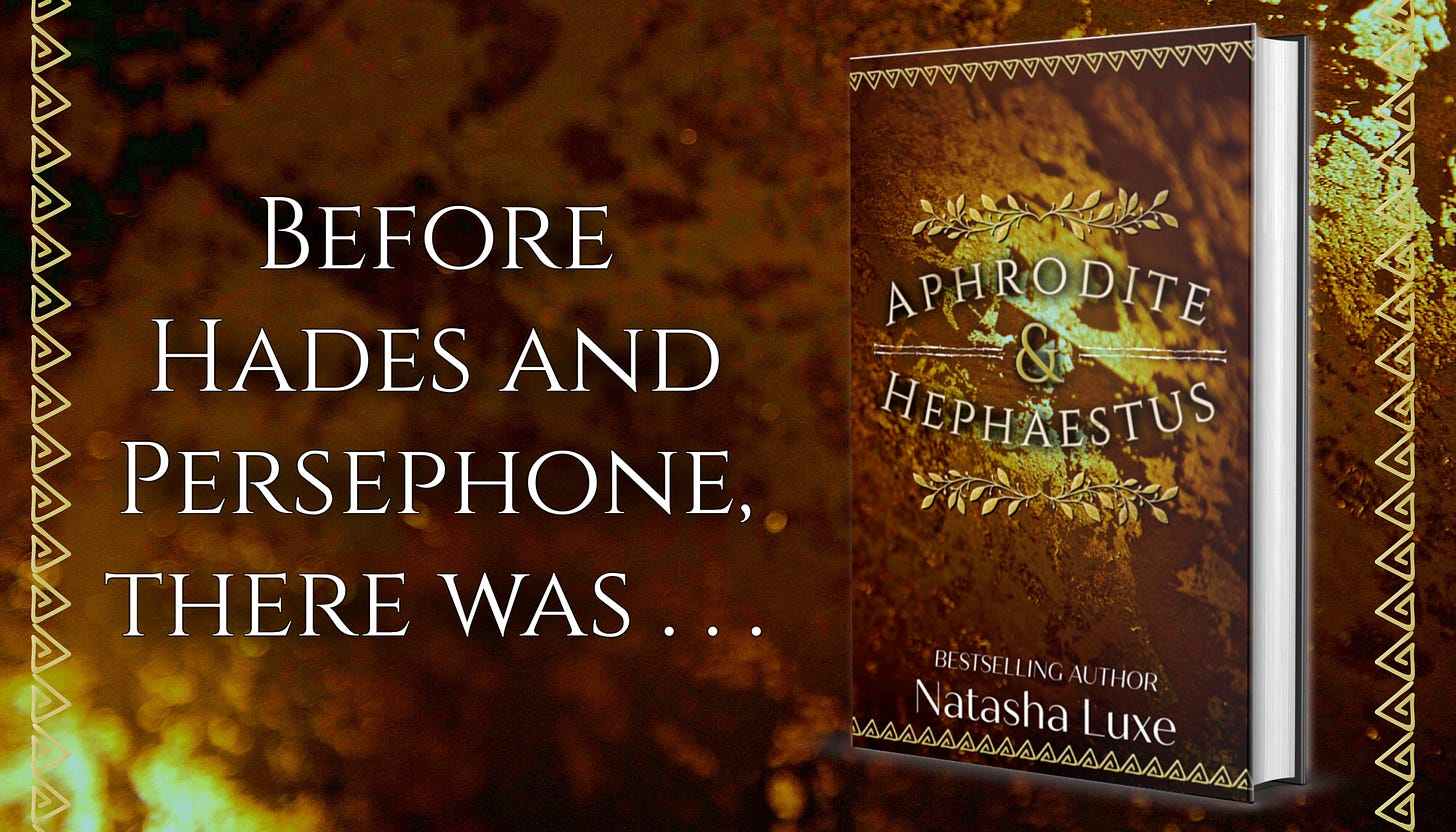 Before Hades and Persephone, there was...features image of the cover for Aphrodite and Hephaestus