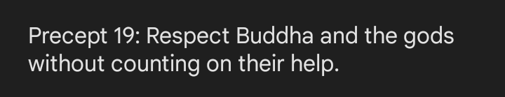 Precept 19: Respect Buddha and the ggods without counting on their help.