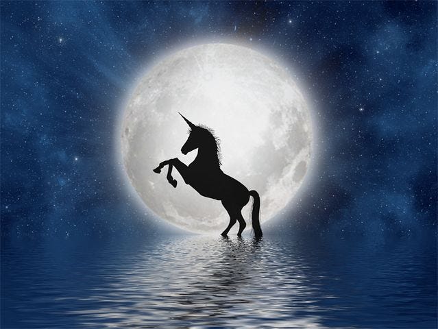 Unicorn, Moon, Full Moon, Silhouette
