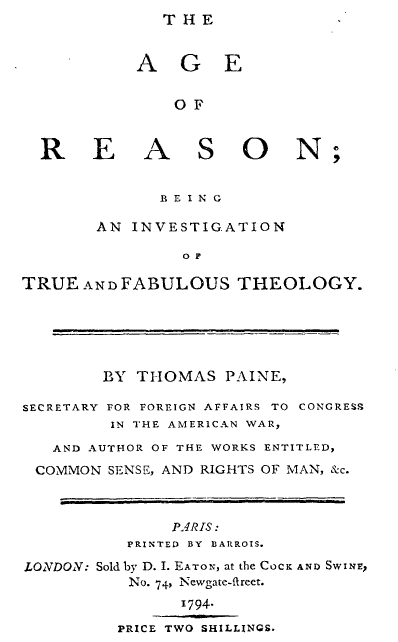 Title page from The Age of Reason