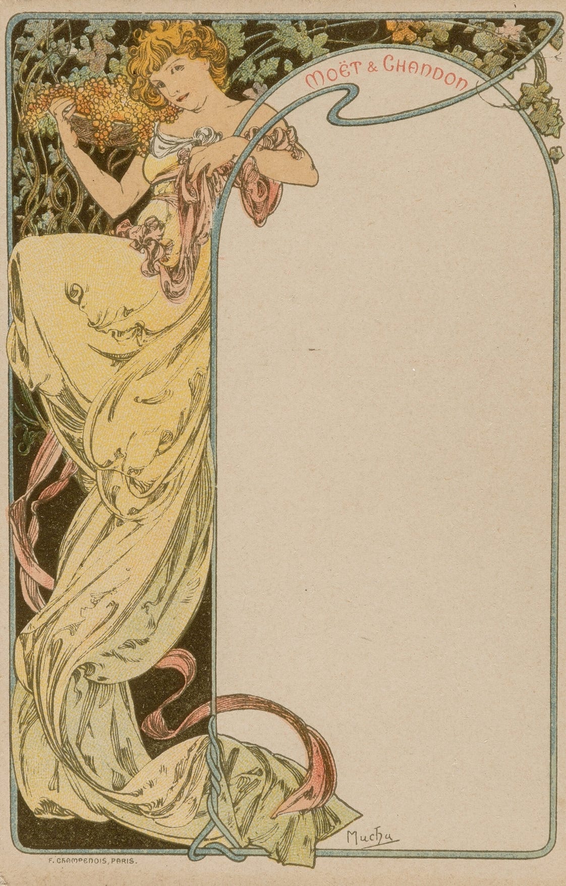 Menu Card (circa 1900) by Alphonse Mucha