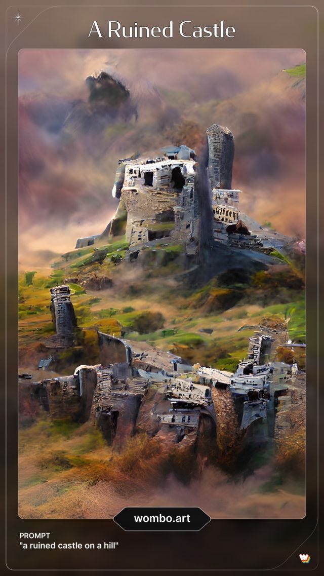 A ruined castle generated art 