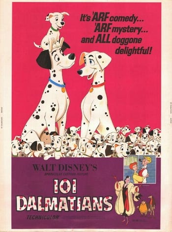 Theatrical re-release poster for One Hundred And One Dalmatians