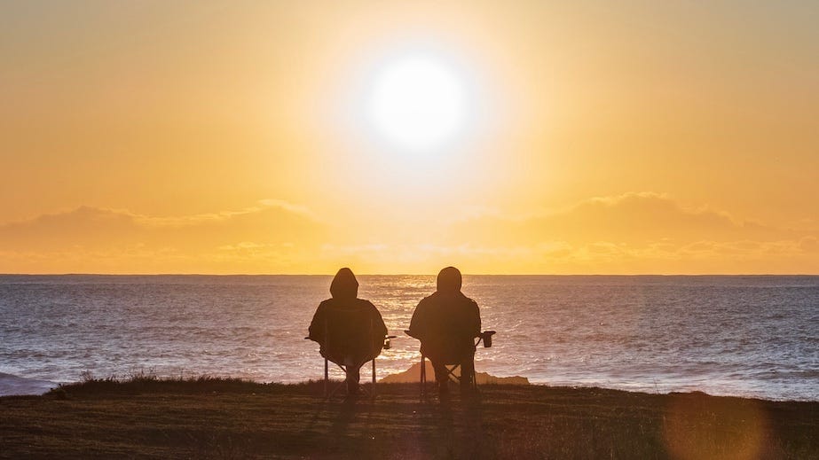 Sitting on a beach in retirement