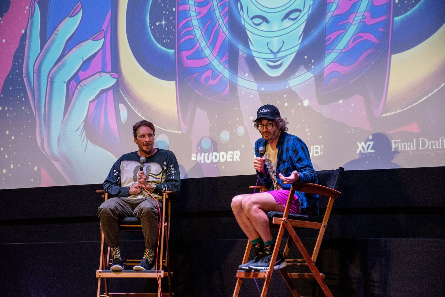 Dax Shepard hosting a Q&A with me at Beyond Fest.