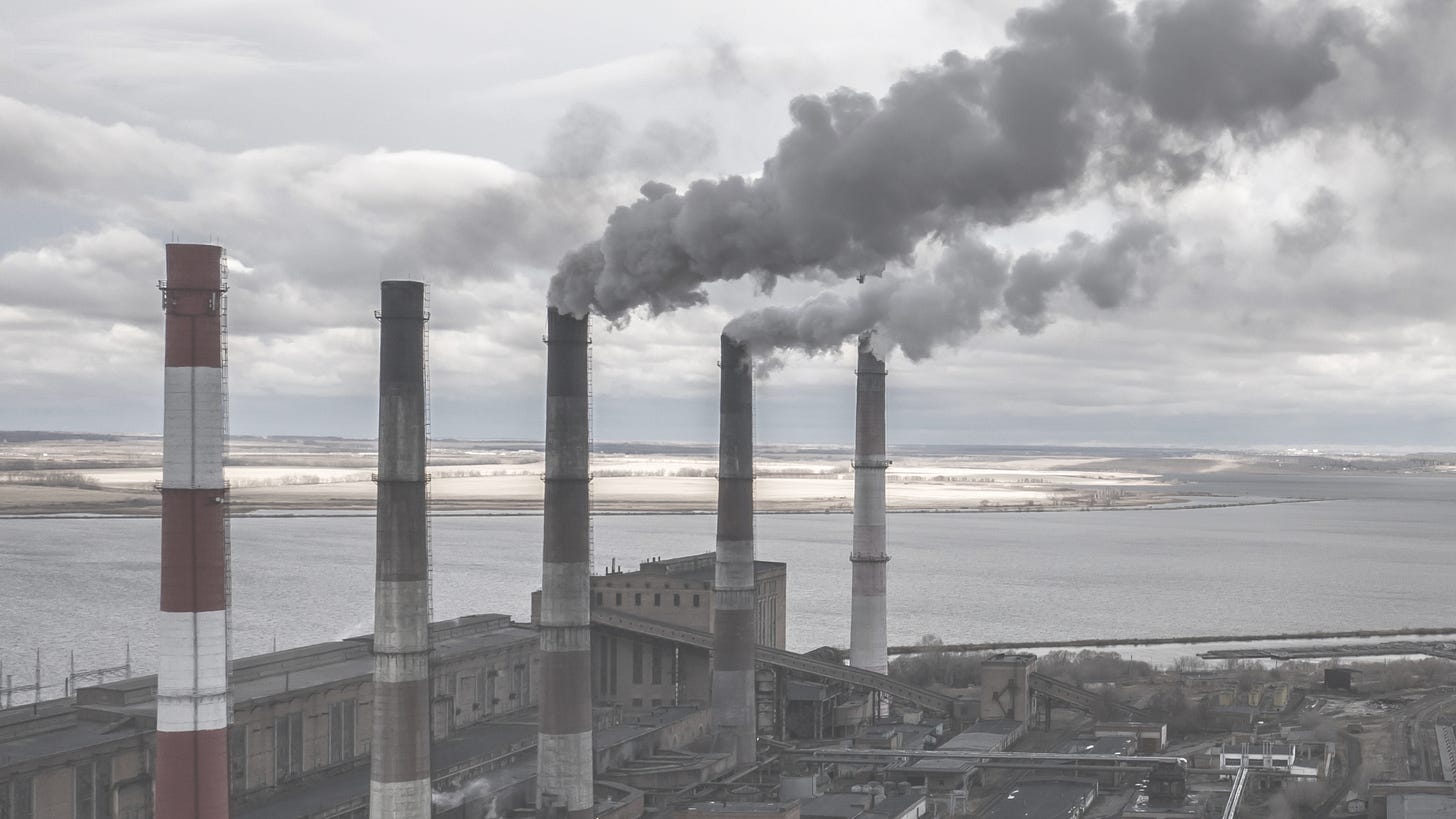 industrial zone smoke stacks