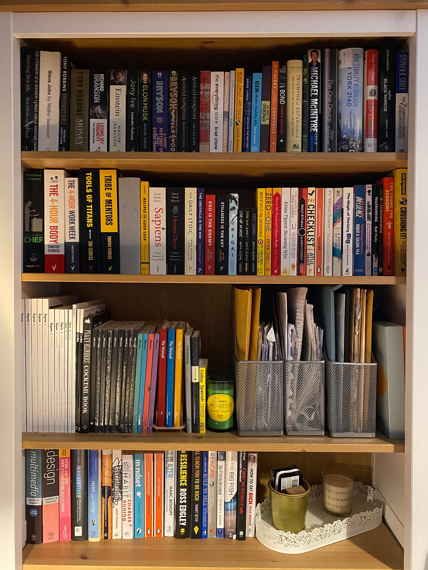 Photo of my personal bookcase, taken January 2021