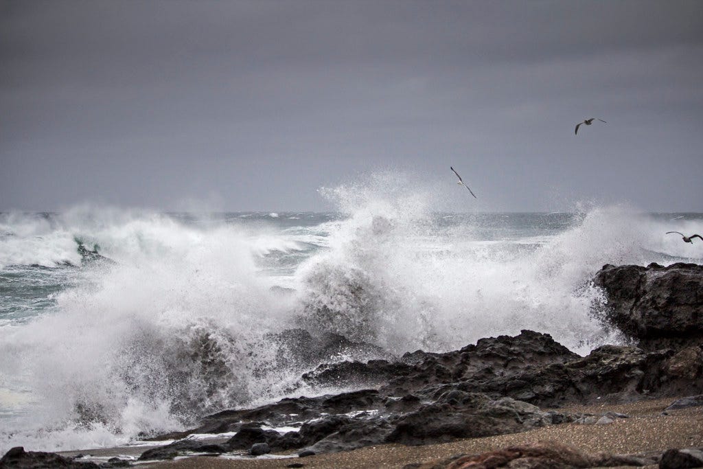 Breaking waves winter storm, Oregon Coast