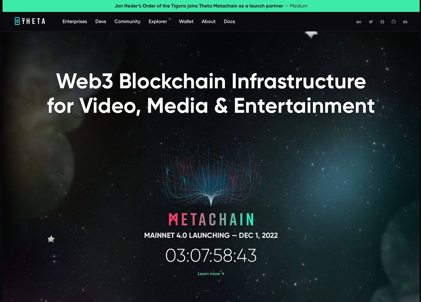 Theta Labs main homepage and copy