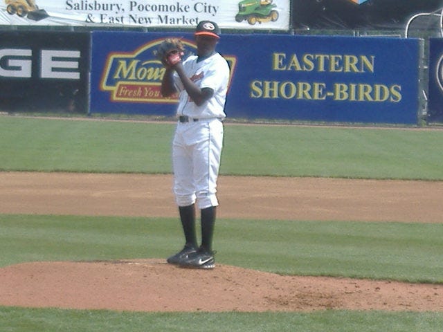 Luis Noel stares in at the plate during a game in May.