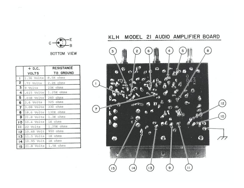 KLH Model 21 Audio Amplifier Board Diagram