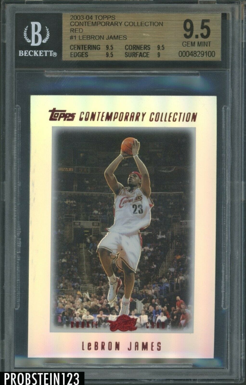 Image 1 - 2003-04 Topps Contemporary Collection Red #1 LeBron James RC Rookie /225 BGS 9.5