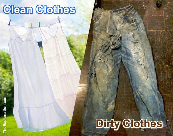 Adam and Eve’s positive nakedness/wisdom = clean clothes. The serpent’s negative subtlety and guile relate to dirty clothing. Adam and Eve’s positive nakedness/wisdom = clean clothes. The serpent’s negative subtlety and guile relate to dirty clothing.