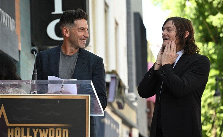 Jon Bernthal, Norman Reedus at the star ceremony where Norman Reedus is honored with a star on the Hollywood Walk of Fame on September 27, 2022 in Los Angeles, California 