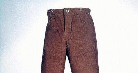 An early pair of Levi Strauss & Co.'s "Duck Trousers"