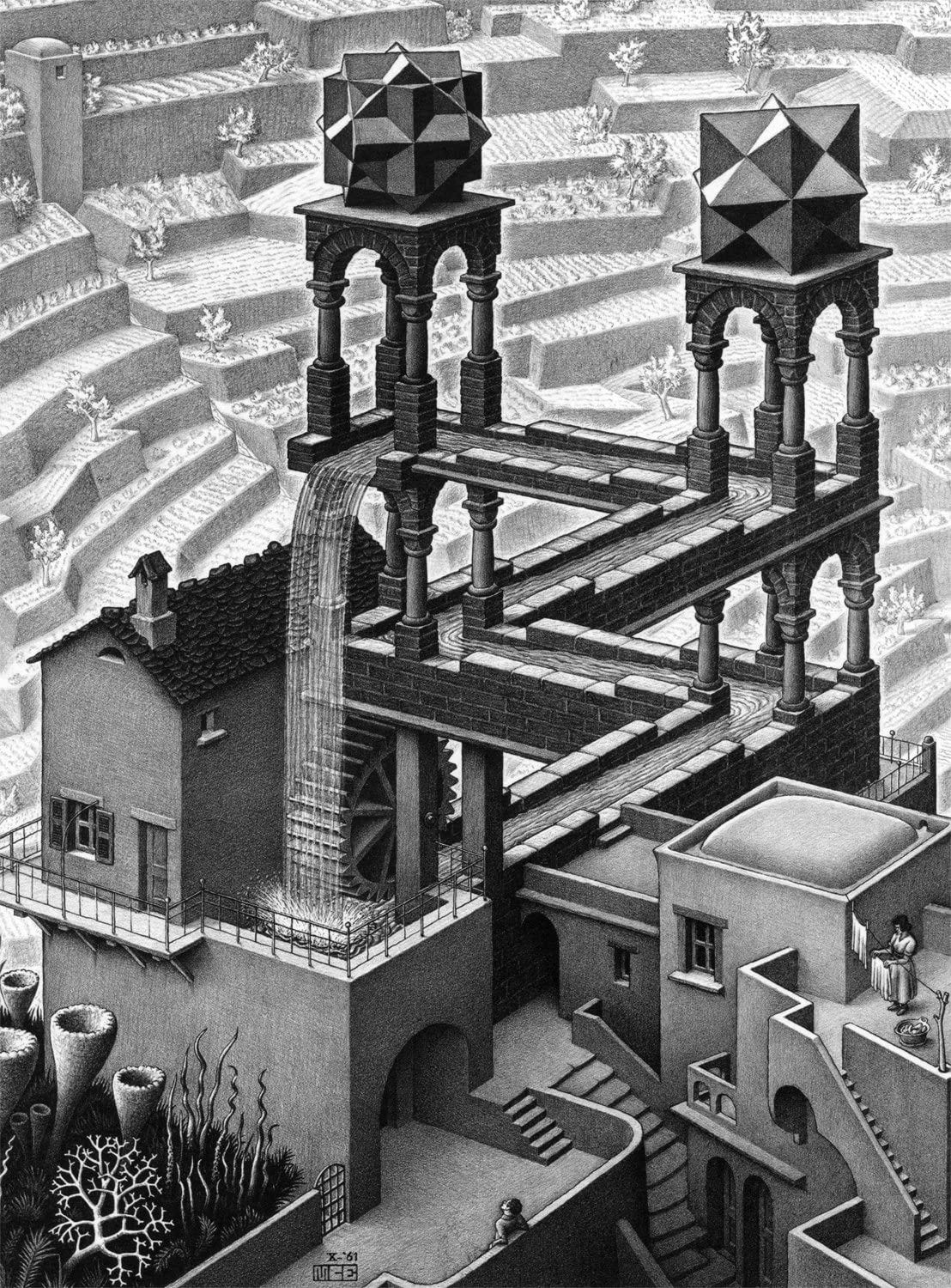 Amazon.com: Buffalo Games M.C. Escher, Waterfall - 1000pc Jigsaw Puzzle ...