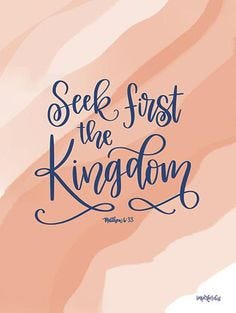 This contains: Imperfect Dust DUST448 - DUST448 - Seek First the Kingdom - 12x16 Bible Verse, Matthew, Signs, Religious, Calligraphy from Penny Lane